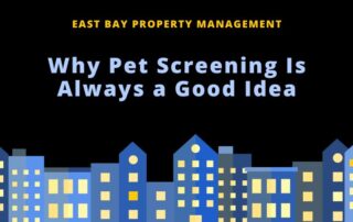 Title "Why Pet Screening Is Always a Good Idea" in light blue letters over a dark blue background