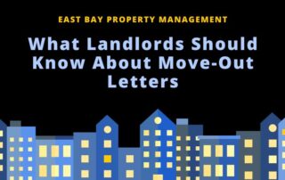 Title "What Landlords Should Know About Move-Out Letters" in light blue letters over a dark blue background