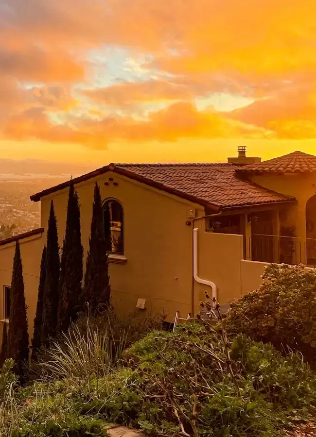 overlooking East Bay area at sunset