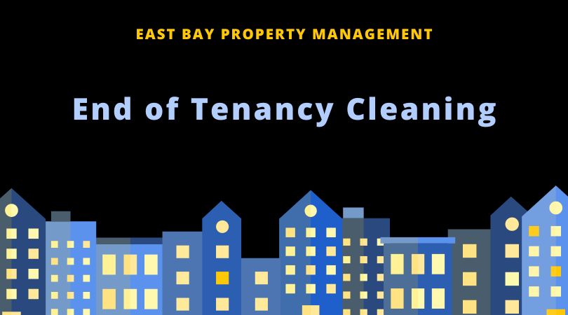 Title "End of Tenancy Cleaning" in light blue letters over a dark blue background